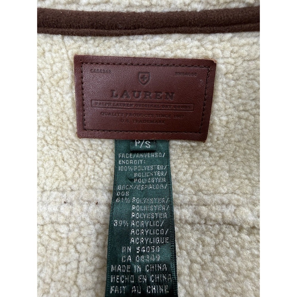 Lauren Ralph Lauren Original Dry Goods Faux Suede Vest Brown w/Sherpa Sz P/S - Picture 4 of 7